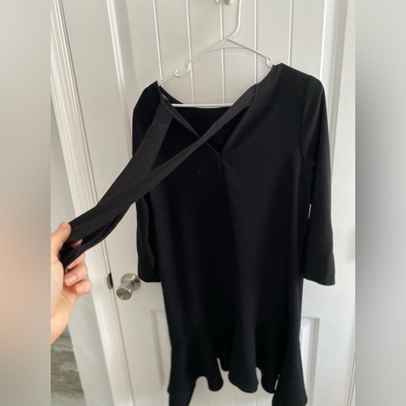 River Island River 3/4 Sleeve Hanky Hem Swing Dress, black, size US 8/ UK 12 - Picture 8 of 11